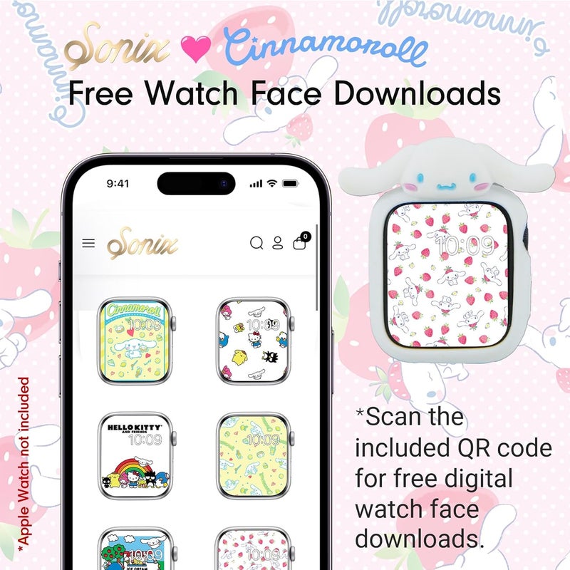 Sonix x Sanrio Apple Watch Cover | Bumper Case for Apple Watch | Protective Silicone Cover | Fits 38mm/40mm/41mm | Cinnamoroll - White - Image 4